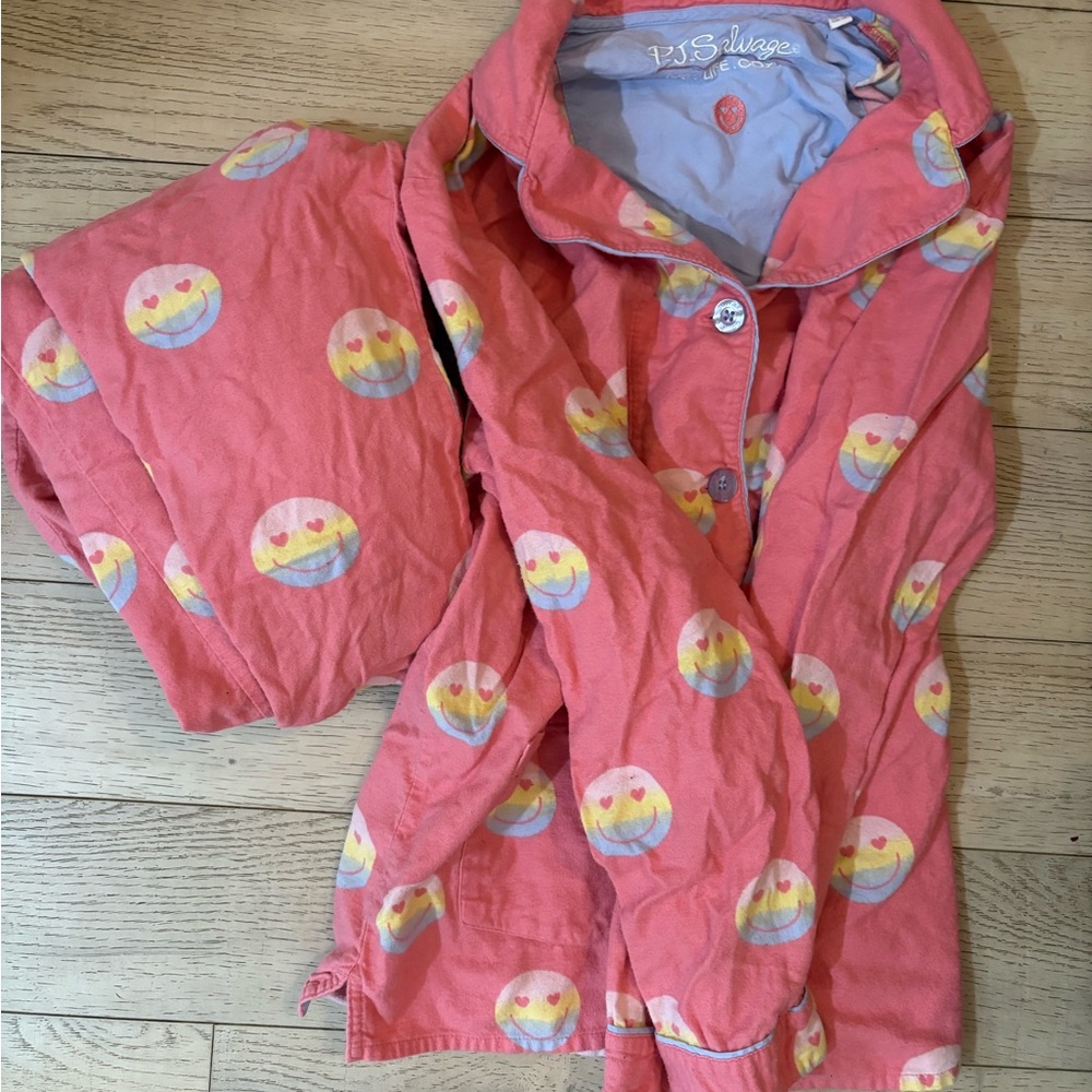 PJ Salvage Pink Emoji Pajama Set